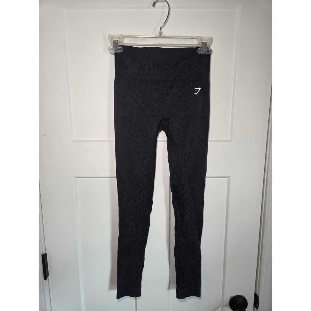 Gymshark Adapt Animal Seamless Leggings Black Leopard Scrunch Bum High Waist